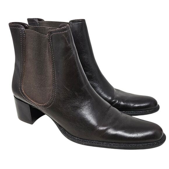 Vintage Y2K Eddie Bauer 8 Brown Ankle Boot Chelsea Minimalist Classic Academia - Picture 1 of 5